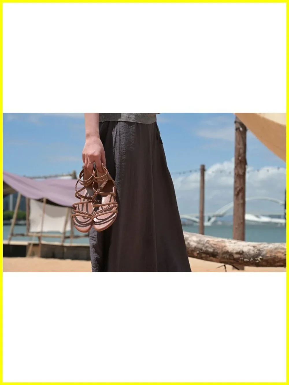 Women's Braided Strappy Flat Sandals with Back Zip, Faux Leather